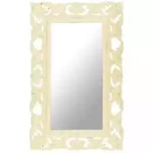 Hand Carved Mirror White 31.5"x19.7" Solid Mango Wood vidaXL - Picture 1 of 10
