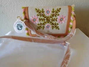 New SPARTINA 449 Honey Horn Mod Floral Embroidered Fringe Clutch Crossbody Bag - Picture 1 of 9