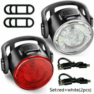 LED MTB Rear&Front Bicycle Lights Bike Headlight USB Rechargeable Waterproof - Picture 1 of 10