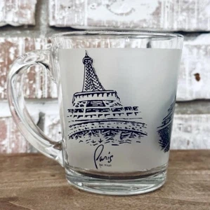 Paris Las Vegas Coffee Mug NWOT Glass Tea Mug Clear & Black With Handle 10oz - Picture 1 of 4