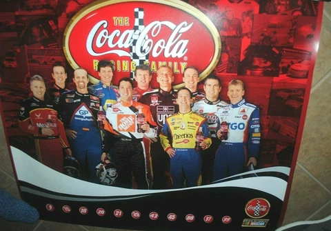 Coca-Cola Racing Family, NASCAR, large vinyl store poster, 36x30, Tony Stewart Cover
