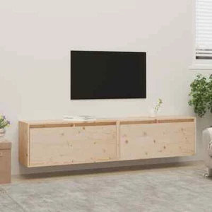 2x Floating Cabinet DIY Wall Mount Shelves Storage Rack TV Display Wooden Shelf - Picture 1 of 11