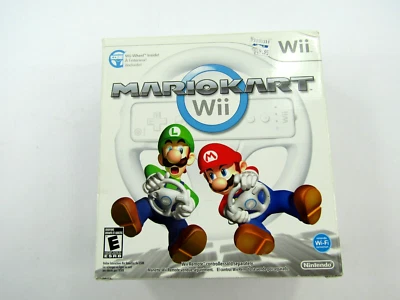 Mario Kart Nintendo Wii Wheel Bundle New Sealed Video Game & Wheel Open Box 2008 - Image 1 of 4
