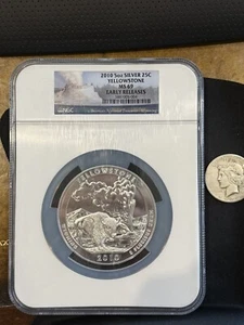 2010 5 oz Silver ATB yellowStone Silver Coin PCGS MS69 NGC Early Release, wow - Picture 1 of 3