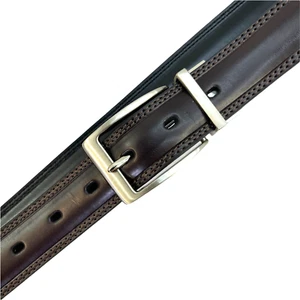 Perry Ellis Mens 42 Belt Brown Buckle Reversible Manmade Material Dress Belt - Picture 1 of 10