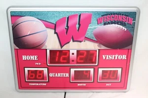 Wisconsin Badgers Football Scoreboard Alarm Clock Temperature & Date Digital - Picture 1 of 7