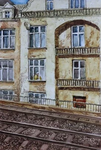 Old Town Painting Watercolour Architecture European Urban Cityscape Art Krakow - Picture 1 of 3
