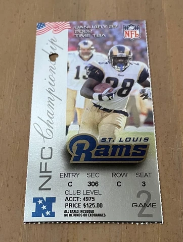 EAGLES @ RAMS 2001-2002 NFL NFC CHAMPIONSHIP GAME FOOTBALL TICKET STUB Jan 27 Cover