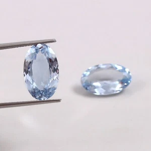 12.35 Karat AAA Natürlich Makellos Brasilianischer Aquamarin Lose Oval Cut Paar - Bild 1 von 6