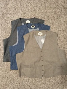 Lot Of 3 6x Joseph Abboud Men's Vests, All New, One With Tags. Grey, Navy, Tan. - Picture 1 of 8