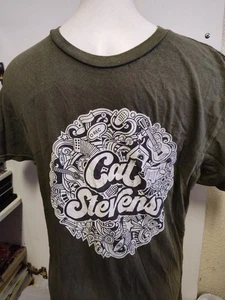 CAT STEVENS T SHIRT BROWN LARGE NICE GRAPHICS LANE 7 - Picture 1 of 3