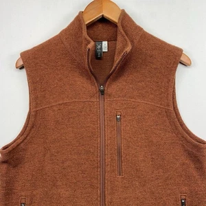 Ibex Vest Mens Medium Rust Brown Jacket Merino Wool Full Zip Pockets Outdoors - Picture 1 of 11