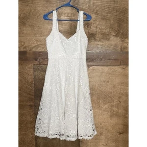 Lulus White Floral Lace Pattern V Neck Sleeveless Elegant Dress Womens Medium - Picture 1 of 8