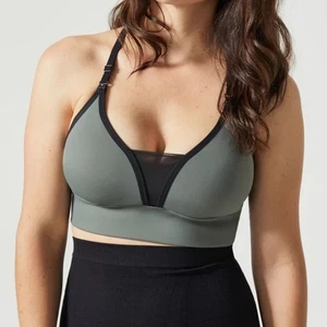 BLANQI Adjustable Racerback Nursing Bra Padded Wireless Womens XL Green Black - Picture 1 of 7