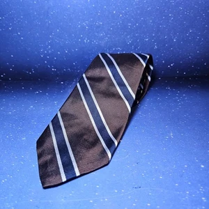 Cravatta cravatta Brooks Brothers Makers 100% seta marrone righe blu  - Foto 1 di 5