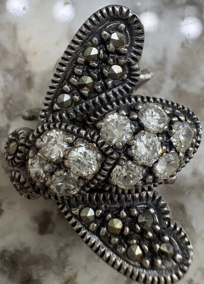 Prendedor de colección Judith Jack abejorro plata de ley 925 marcasita cristales transparentes Foto 1 de 4