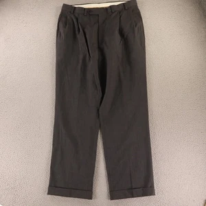 Nautica Pants Mens 38x32 Gray Heather 100% Wool Pleated Cuffed Slacks Trousers - Picture 1 of 8