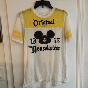 Disney Parks Original Mouseketeer Burnout T-Shirt Damen Größe M gelb weiß - Bild 1 von 4