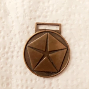 Vintage CHRYSLER  Brass Emblem Keychain Ring Engraved Serial # 0372641 On Back - Picture 1 of 3