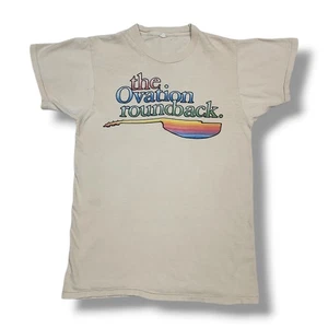 Vintage 70s The Ovation Roundback Guitar Promo Beige T-Shirt Small - Picture 1 of 7