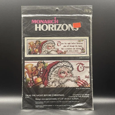 TWAS THE NIGHT BEFORE CHRISTMAS Cross Stitch Kit Monarch Horizons #CS79 Vintage - Image 1 of 4