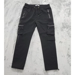 Public Supply NYC Pants Mens M Black Cargo Drawcord Joggers Zip Pockets Tapered - Picture 1 of 10