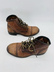 Frye Logan Ankle Boots Brogue Cap Toe Lace Up Dark Brown Leather Boots Size 10 M - Picture 1 of 7