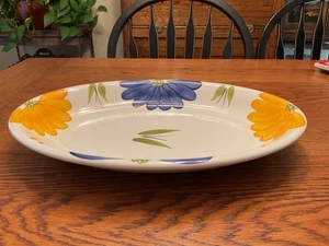 Maxam Keramik Platte in blau & gelb Gänseblümchen Muster 16x11,25" Made in Italy - Bild 1 von 9