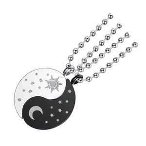1 Pair Creative Sun Moon Pendant Fashion Splicing Necklace for Lover Friends - Picture 1 of 12