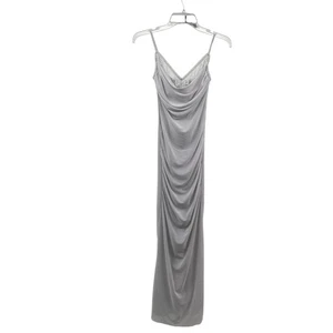 Commense Damen Maxi Schlupfkleid Rüschen Spitzenbesatz Grau Größe M Neu - Bild 1 von 9