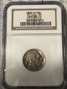 1924-D BUFFALO NICKEL NGC VF25 Better Date - Picture 1 of 2