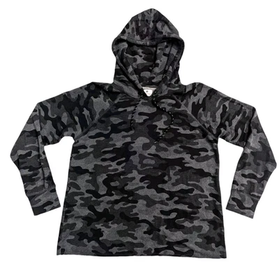 SUNDRY Gray Camo Hoodie Pullover Super Soft Size 2 / US Medium (8-10) - Image 1 of 4