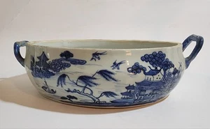 Antique Chinese Export Nanking Canton Blue Porcelain Tureen Serving Dish - Picture 1 of 7