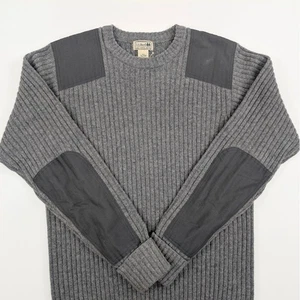 LL Bean Commando Sweater Mens Large Gray 100% Merino Lambs Wool Gorp Military - Picture 1 of 9