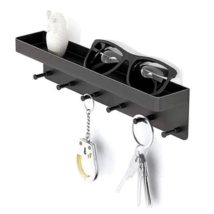 Storage Rack with 6 Hooks for Keys Towels and Dog Leashes Wall Mounted - Afbeelding 1 van 8