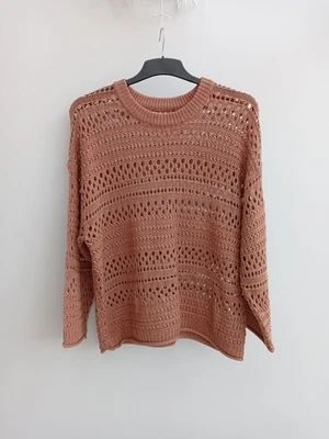 Women's Size 20 Crochet Top Long Sleeve Burnt Dark Orange Round Neck - Image 1 of 4