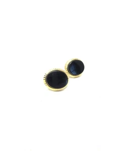 Pair of VTG 14k Yellow Gold Black Onyx Pierced Stud Earrings Mourning Gothic - Picture 1 of 7