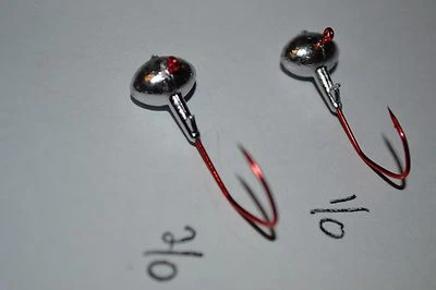 JASONS TACKLE 1/4 football jig heads 2/0 RED SICKLE HOOK 25 pk bass walleye CRAPPIE