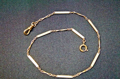 Antique 14k yellow & white gold watch fob, 6.4g. 13" long - Image 1 of 4