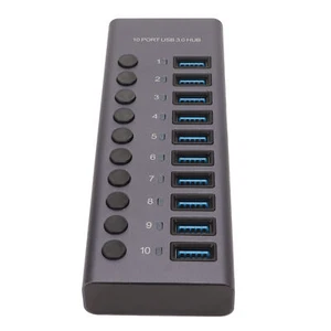 Hub 10 Porte USB3.0 Sdoppiatore Ricarica Indipendente Trasferimento Dati Hub USB Alimentato - Foto 1 di 12
