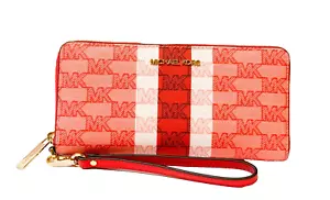 Michael Kors Jet Set Travel Large Continental Wallet MK Dark Sangria Multi - Picture 1 of 9