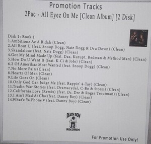 (2 CD) Rap/Hip-Hop Promo. 2Pac - All Eyez On Me [CLEAN Album] [2 Disk]
