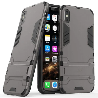 Hybrid Rugged Case Armor Cover [Kickstand] for iPhone XR X XS Max 8 7 for Men-US - Image 1 of 4