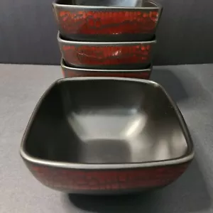 American Atelier Boa Rot Schalen Suppe Müsli Steinzeug Rot und Schwarz 4er Set Neu - Bild 1 von 9