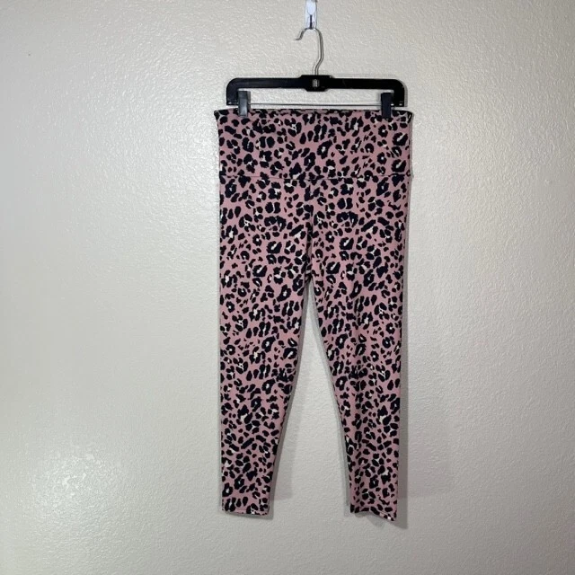 Onzie Leggings Womens Large Pink Black Animal Print Compression Yoga Gym Workout - Image 1 of 4