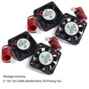 3D Printer Fan 12V 0.08A DC Mini Quiet Cooling Fan 4X/Set 40X40mm w/ 28cm Cable - Picture 1 of 9