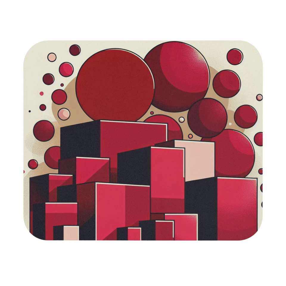 Mouse Pad (Rectangle) Red 3D Boxes Design 3, Gift, Birthday - Image 1 of 1
