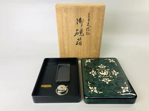 Y7249 BOX Mother-of-pearl Raden Makie Suzuri case signed box Japan antique - Picture 1 of 17