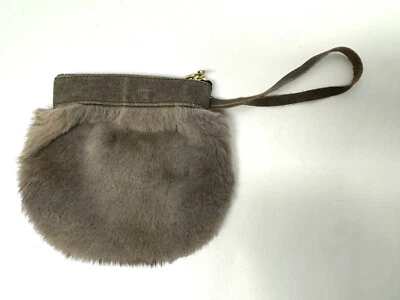 Mimi Turner Mink Fur & Leather Wristlet Purse Small 6” X 7” Unlined - Image 1 of 4