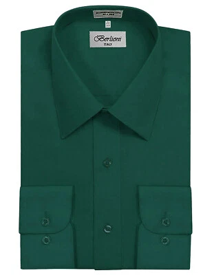 New Berlioni Italy Men Premium Classic French Convertible Cuff Solid Dress Shirt - Image 1 of 2